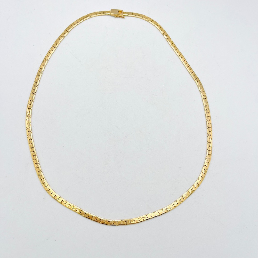 Vintage 14K Yellow Gold Flat C Link Chain Necklace 18.5 Inch 4mm 18.74g